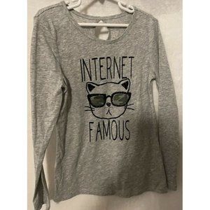 Justice Girls 7 Gray long sleeve “ Internet Famous” shirt